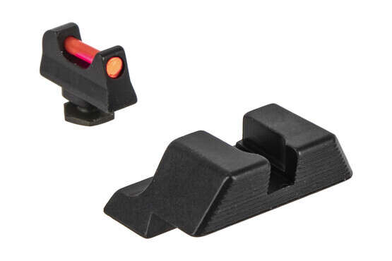Trijicon's Fiber Sight Set for standard 9mm and .40 cal Glock handguns is a high-contrast competition and carry sight set